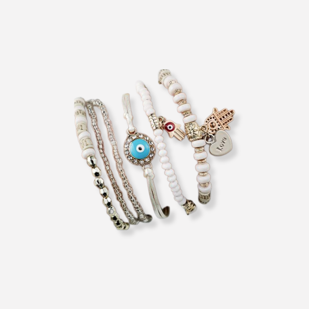 Laroche™ | Ensemble de bracelets en perles avec pendentifs et symboles