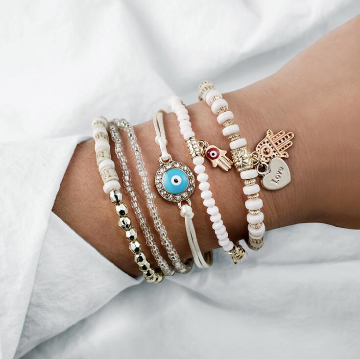 Laroche™ | Ensemble de bracelets en perles avec pendentifs et symboles
